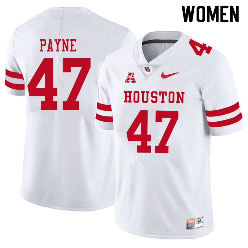 Women #47 Taures Payne Houston Cougars College Football Jerseys Sale-White